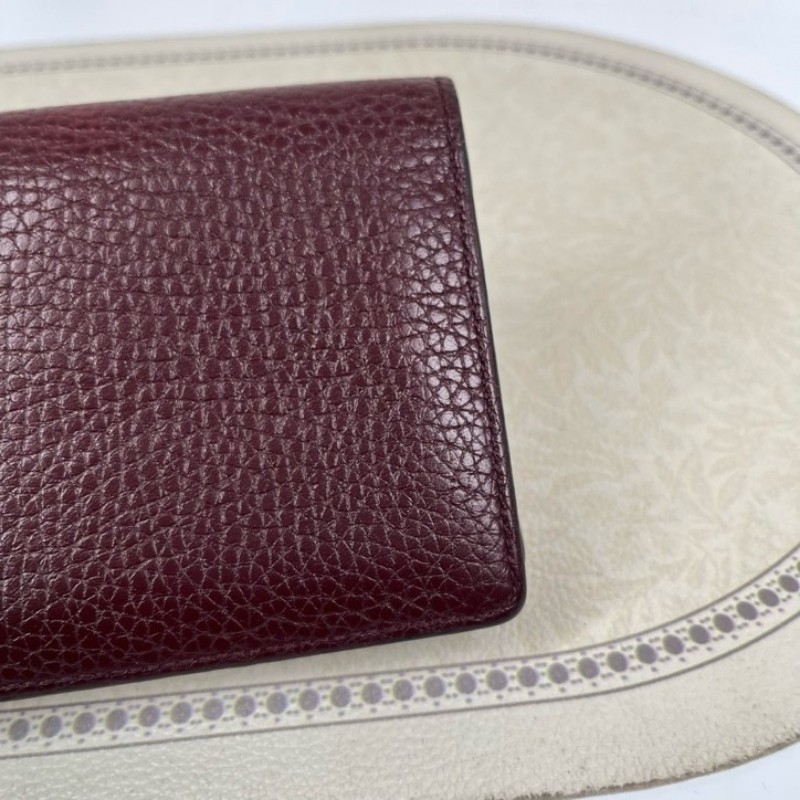 LV路易威登 長款酒紅色對折錢包 內裡卡位多 容量大 有刻字 適合日常使用-11