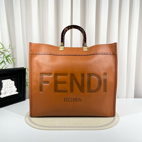 FENDI芬迪 焦糖色sunshine全皮手提托特包 容量超級大 日常出行都適合