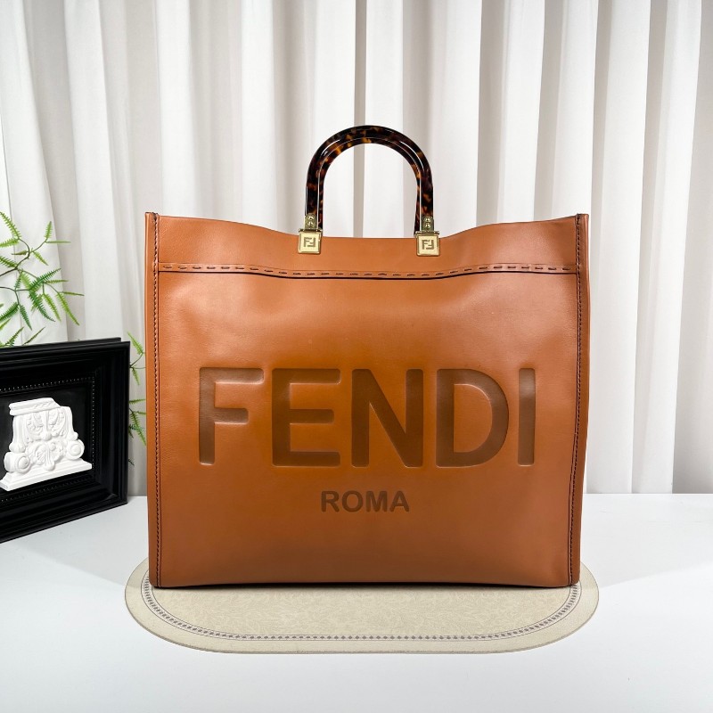 FENDI芬迪 焦糖色sunshine全皮手提托特包 容量超級大 日常出行都適合-5