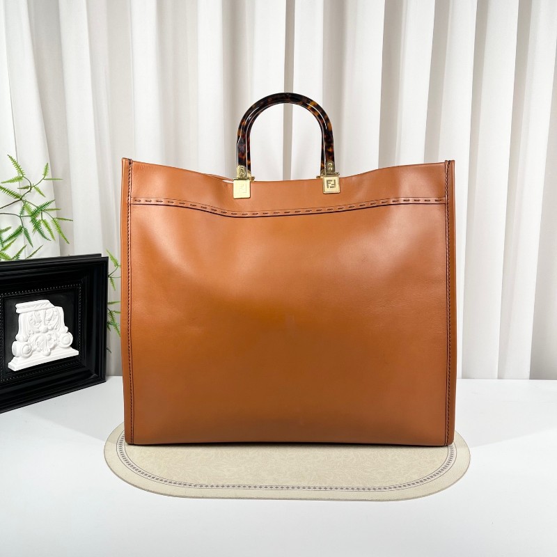 FENDI芬迪 焦糖色sunshine全皮手提托特包 容量超級大 日常出行都適合-6