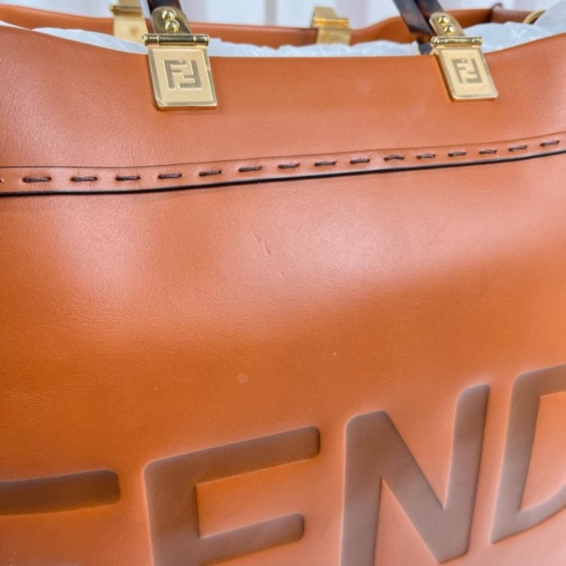 FENDI芬迪 焦糖色sunshine全皮手提托特包 容量超級大 日常出行都適合-18