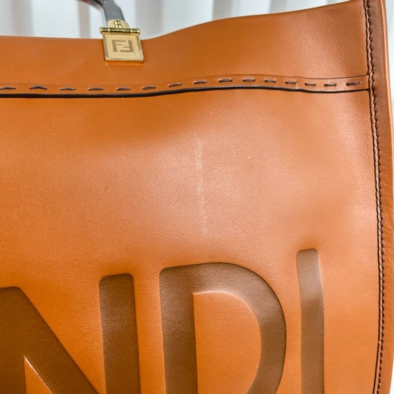 FENDI芬迪 焦糖色sunshine全皮手提托特包 容量超級大 日常出行都適合-20