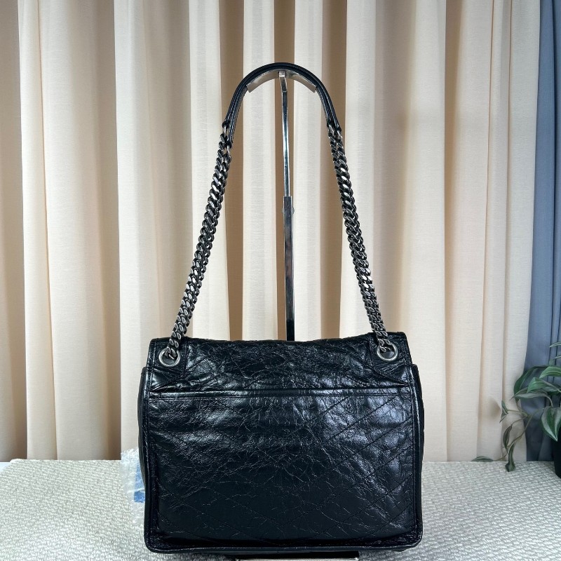 YSL聖羅蘭niki黑色油蠟皮 經典熱門款 隨性百搭 可單肩可斜挎 容量實用-6