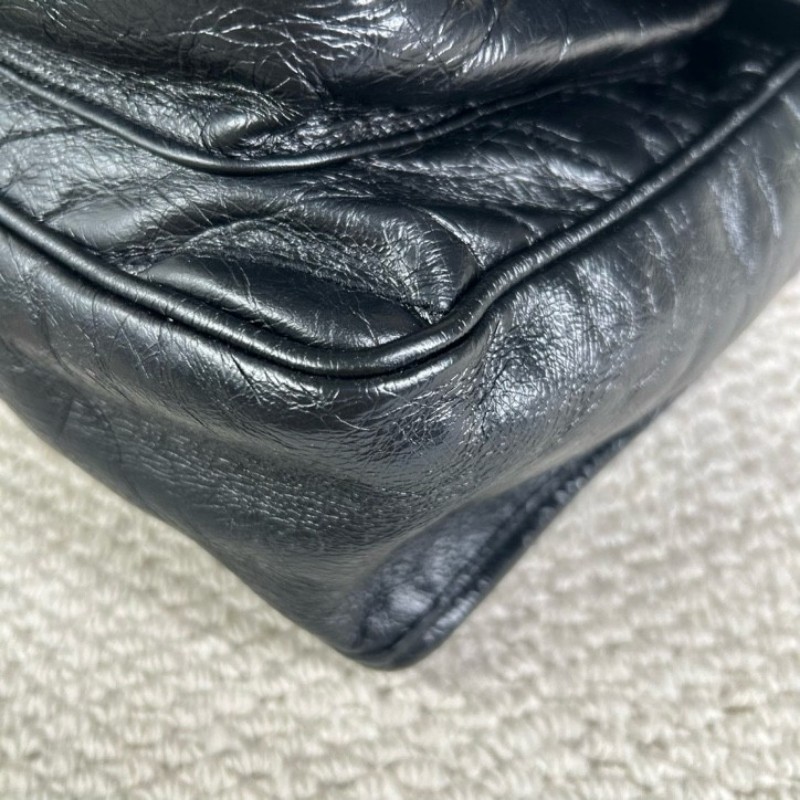 YSL聖羅蘭niki黑色油蠟皮 經典熱門款 隨性百搭 可單肩可斜挎 容量實用-8