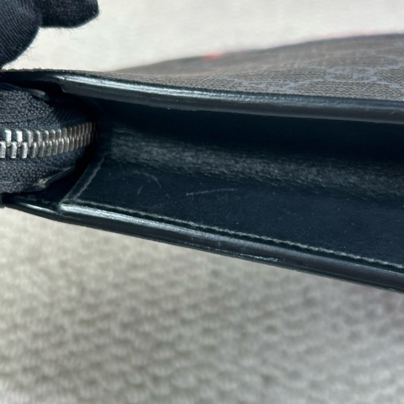 古馳Gucci經典老花手拿包 黑花配藍紅織帶 容量適中 日常通勤、洗漱、出門都很方便 實用性強-20