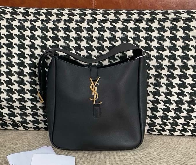 YSL聖羅蘭黑金小號hobo手提單肩腋下包-0