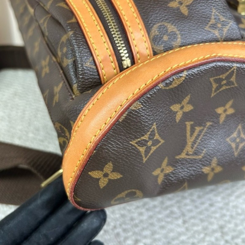 LV路易威登老花雙肩包 經典老花配色 金色五金 多口袋設計 容量大 男女都能背-9