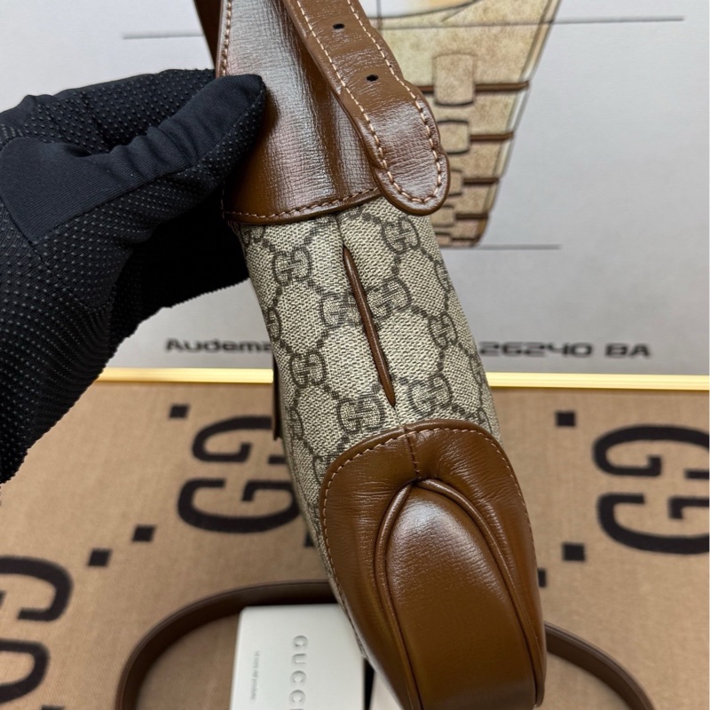 GUCCI古馳 Jackie 1961 老花腋下包 小號 棕色金扣-2