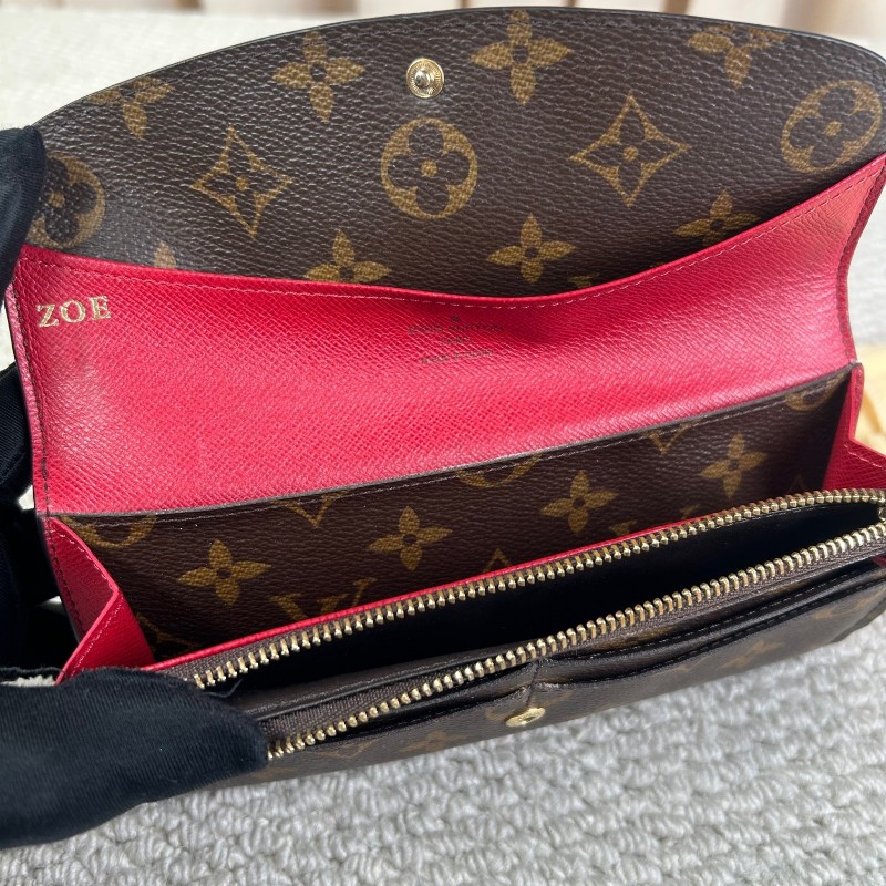 LV路易威登老花紅豆豆長款錢包 有刻字 紅色內裡 卡槽多 容量實用 經典老花配色 日常百搭-2