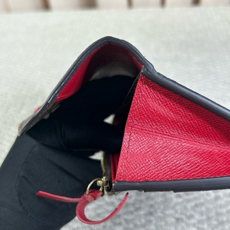 LV路易威登老花紅豆豆長款錢包 有刻字 紅色內裡 卡槽多 容量實用 經典老花配色 日常百搭-7