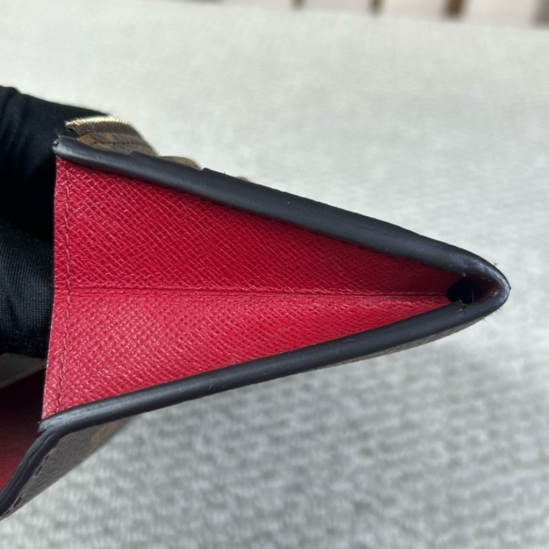 LV路易威登老花紅豆豆長款錢包 有刻字 紅色內裡 卡槽多 容量實用 經典老花配色 日常百搭-8