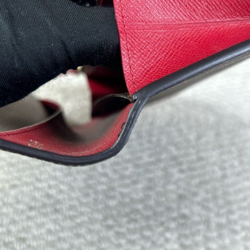 LV路易威登老花紅豆豆長款錢包 有刻字 紅色內裡 卡槽多 容量實用 經典老花配色 日常百搭-9