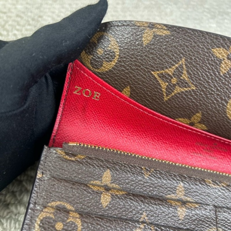 LV路易威登老花紅豆豆長款錢包 有刻字 紅色內裡 卡槽多 容量實用 經典老花配色 日常百搭-13