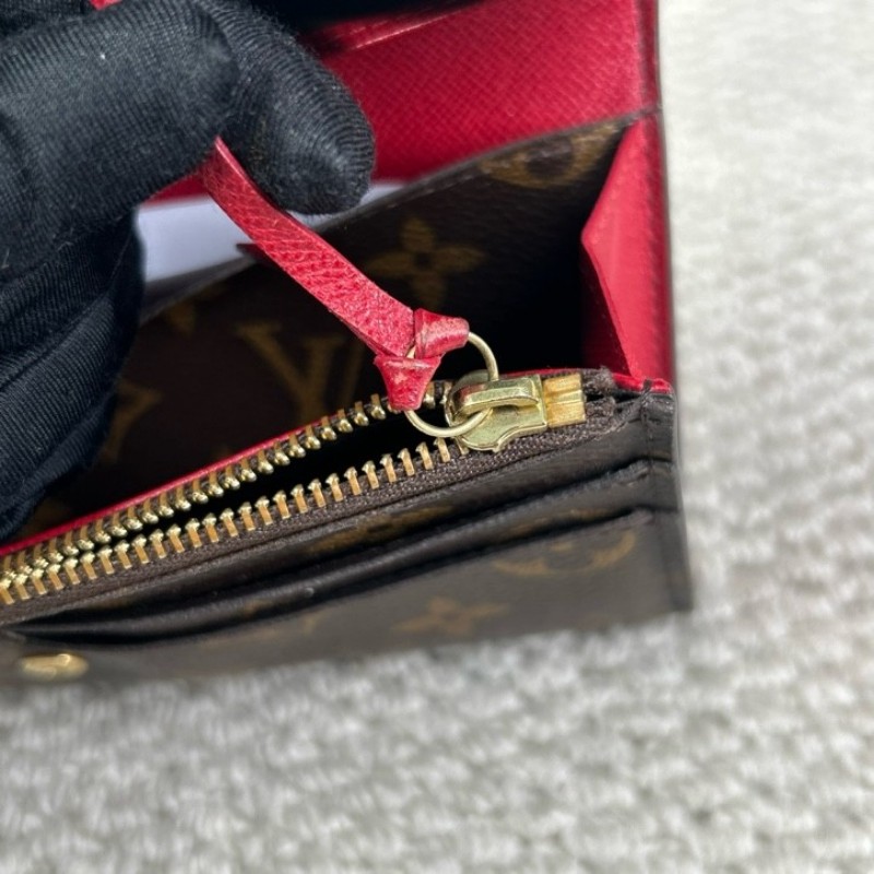 LV路易威登老花紅豆豆長款錢包 有刻字 紅色內裡 卡槽多 容量實用 經典老花配色 日常百搭-14