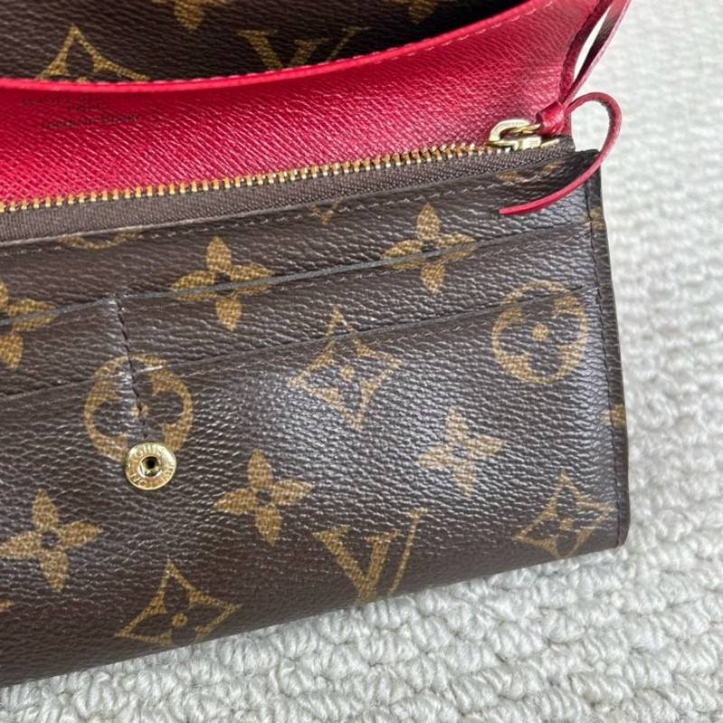 LV路易威登老花紅豆豆長款錢包 有刻字 紅色內裡 卡槽多 容量實用 經典老花配色 日常百搭-16