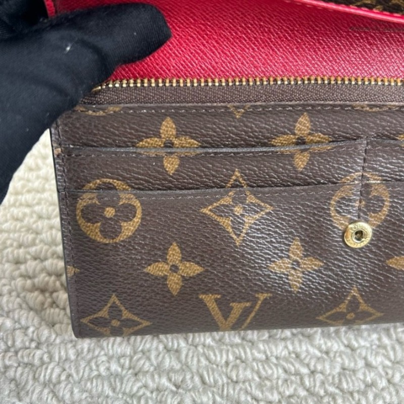 LV路易威登老花紅豆豆長款錢包 有刻字 紅色內裡 卡槽多 容量實用 經典老花配色 日常百搭-17