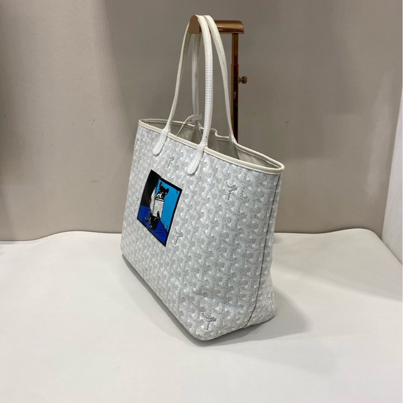 【法鬥聯盟舉手🤚🏻❤️限量稀有✨愛他就背他上身】Goyard限量款法鬥中號購物袋 白色｜子母包｜托特包｜手提包-3