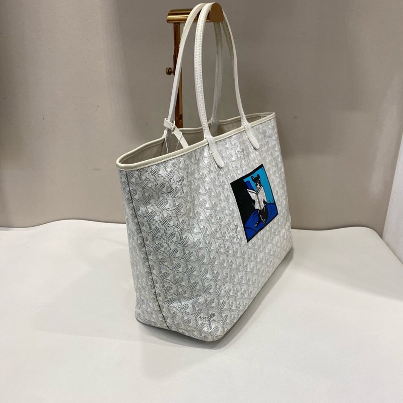 【法鬥聯盟舉手🤚🏻❤️限量稀有✨愛他就背他上身】Goyard限量款法鬥中號購物袋 白色｜子母包｜托特包｜手提包-4