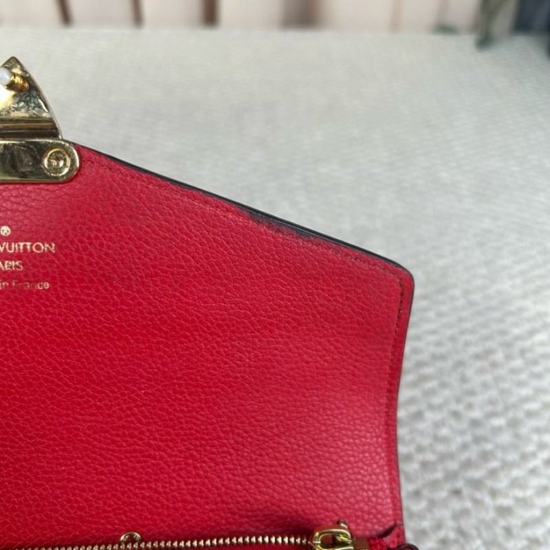 LV路易威登 Pallas老花拼紅色長款錢包 經典老花拼紅色設計 金色五金 容量大 卡位多 日常實用-22