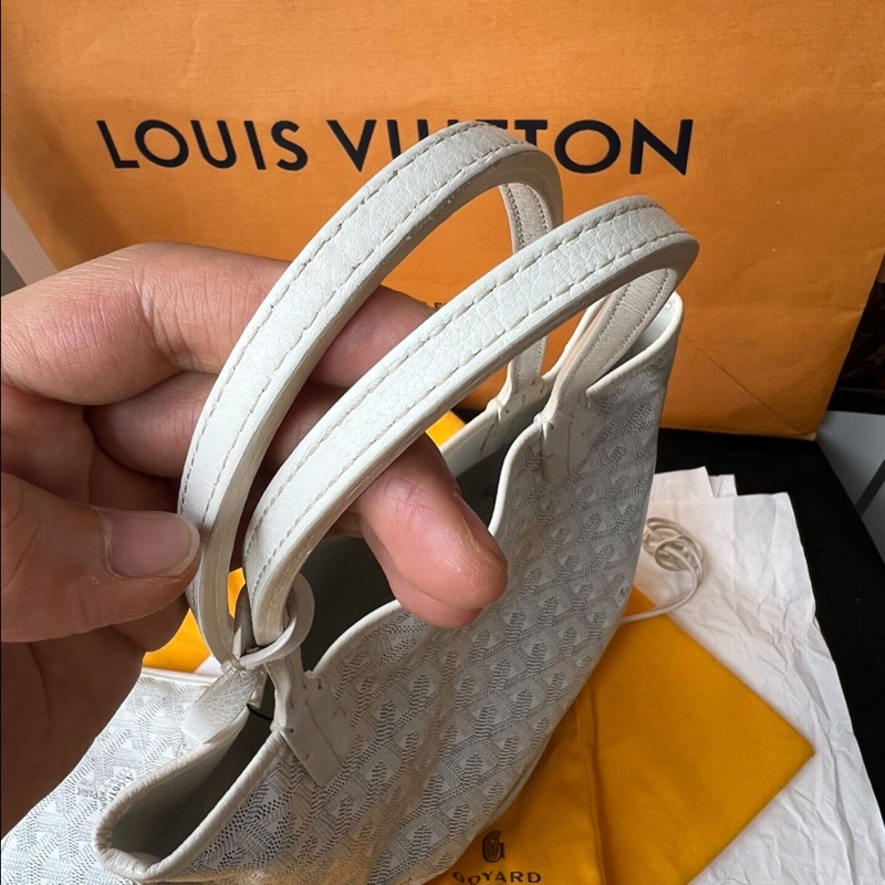 【法鬥聯盟舉手🤚🏻❤️限量稀有✨愛他就背他上身】Goyard限量款法鬥迷你購物袋 白色｜子母包｜托特包｜手提包-2