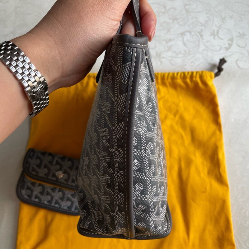 【法鬥聯盟舉手🤚🏻❤️限量稀有✨愛他就背他上身】Goyard限量款法鬥迷你購物袋 灰色｜子母包｜托特包｜手提包-3