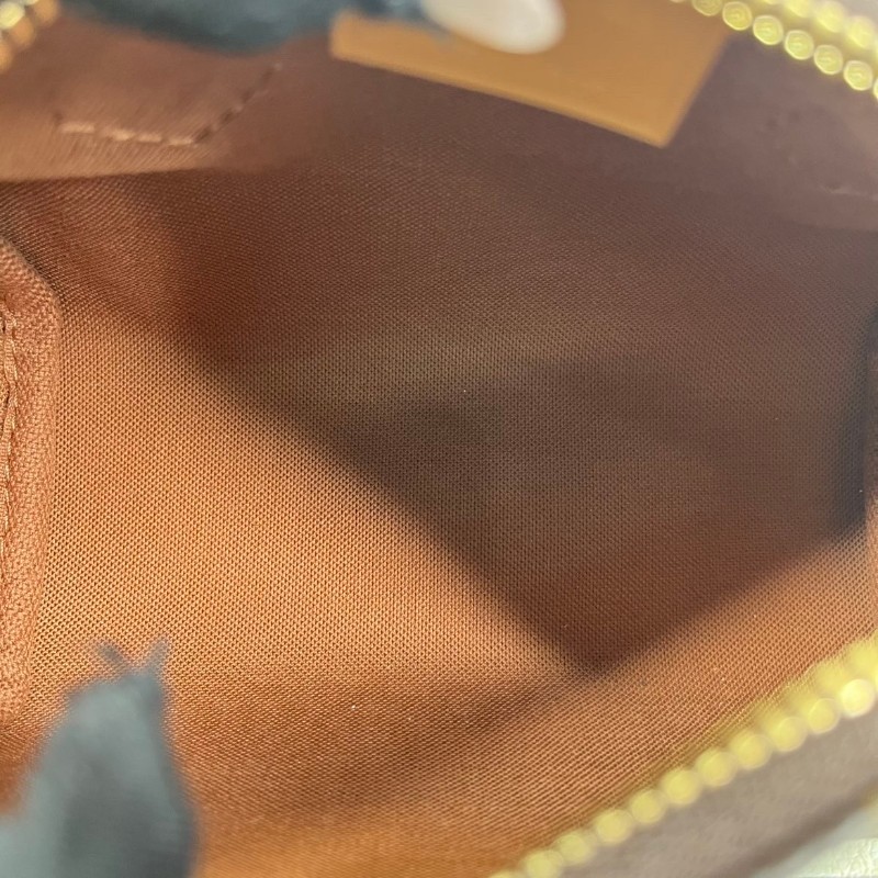 zzz LV路易威登  Speedy Nano 經典老花可拆卸可調節肩帶 棕色帆布塗層拼牛皮飾邊 枕頭包單肩斜挎手提包-12