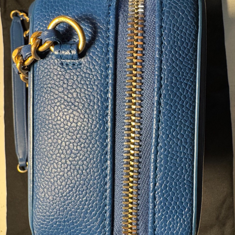 【98新✨秒殺優惠價🈹】Chanel香奈兒vanity case藏藍色相機包小號荔枝皮-4