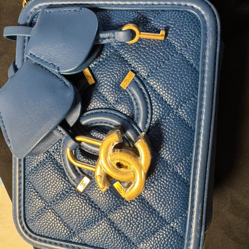 【98新✨秒殺優惠價🈹】Chanel香奈兒vanity case藏藍色相機包小號荔枝皮-7