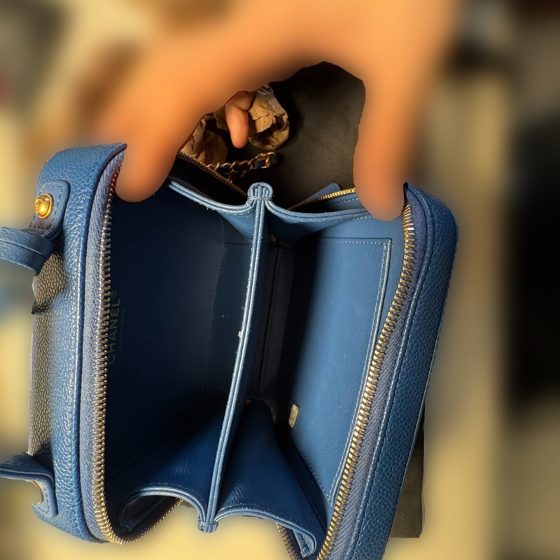 【98新✨秒殺優惠價🈹】Chanel香奈兒vanity case藏藍色相機包小號荔枝皮-8