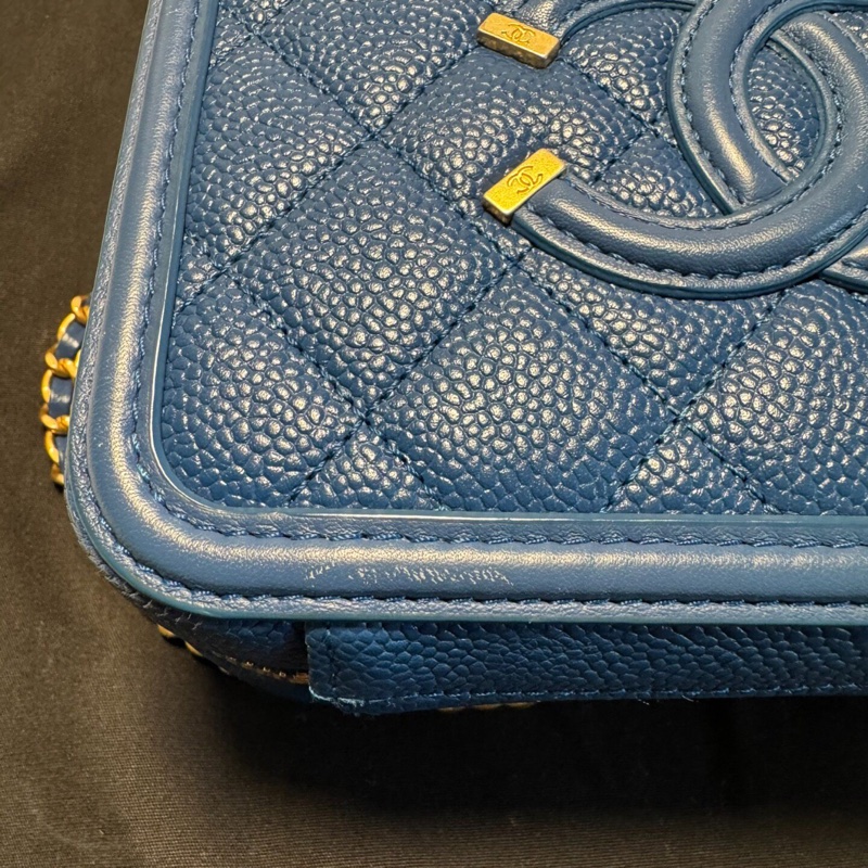 【98新✨秒殺優惠價🈹】Chanel香奈兒vanity case藏藍色相機包小號荔枝皮-9
