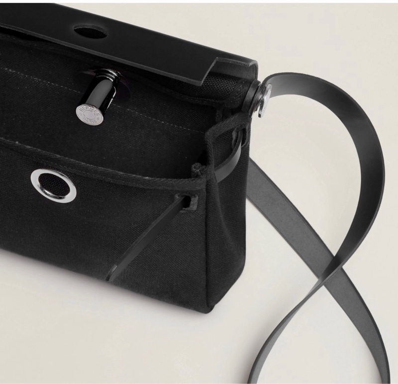 Hermes 愛馬仕 mini Herbag 20/斜背包/黑銀款/全新全配-4