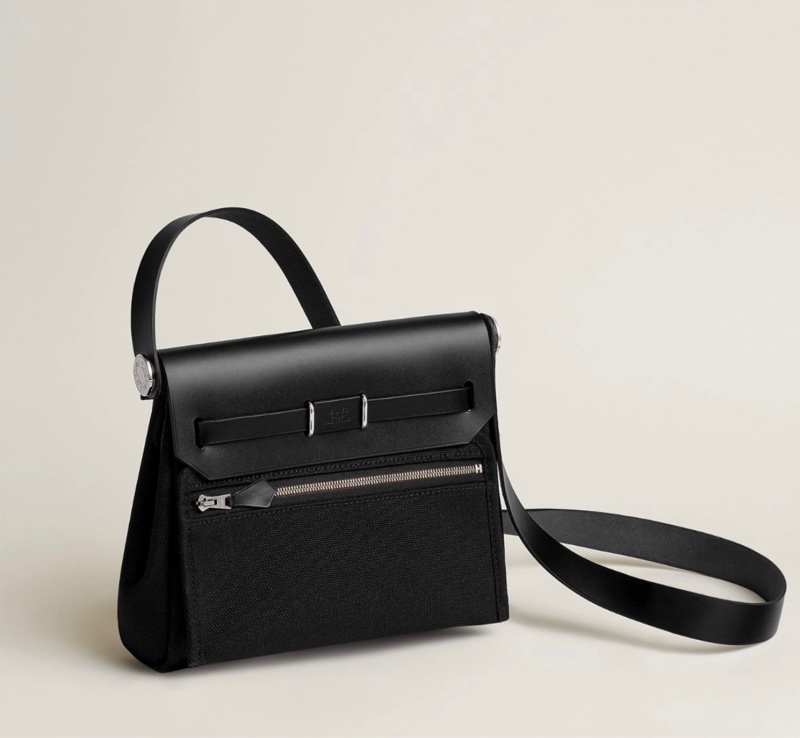 Hermes 愛馬仕 mini Herbag 20/斜背包/黑銀款/全新全配-5