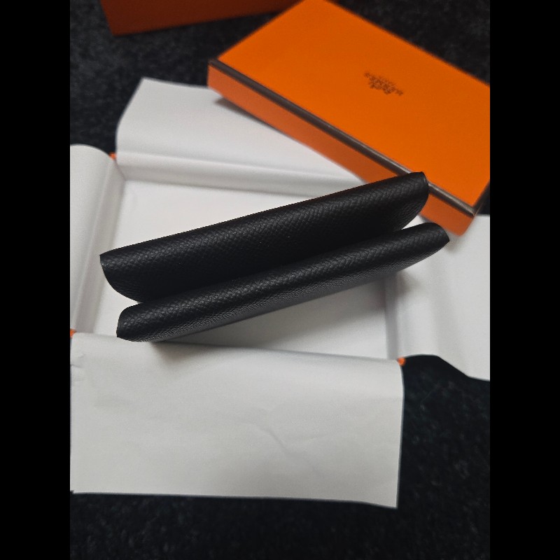 Hermes 愛馬仕 黑色雙層小皮夾 Calvi duo-6