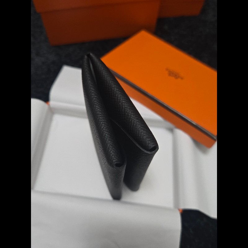 Hermes 愛馬仕 黑色雙層小皮夾 Calvi duo-7