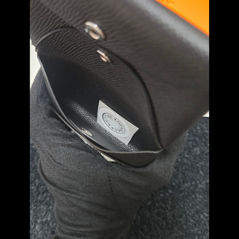 Hermes 愛馬仕 黑色雙層小皮夾 Calvi duo-8