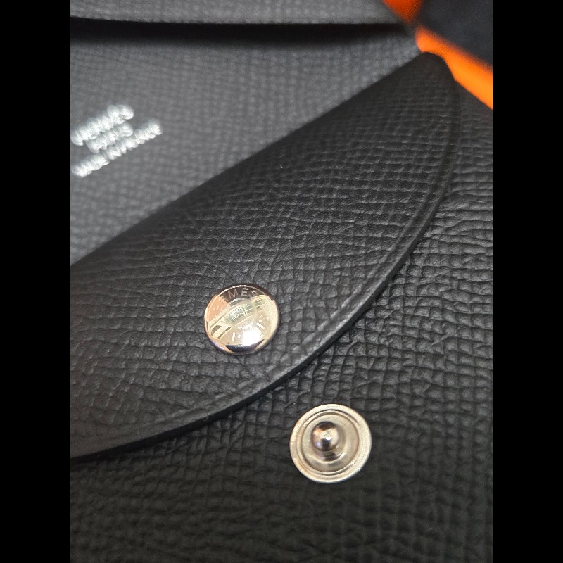 Hermes 愛馬仕 黑色雙層小皮夾 Calvi duo-9