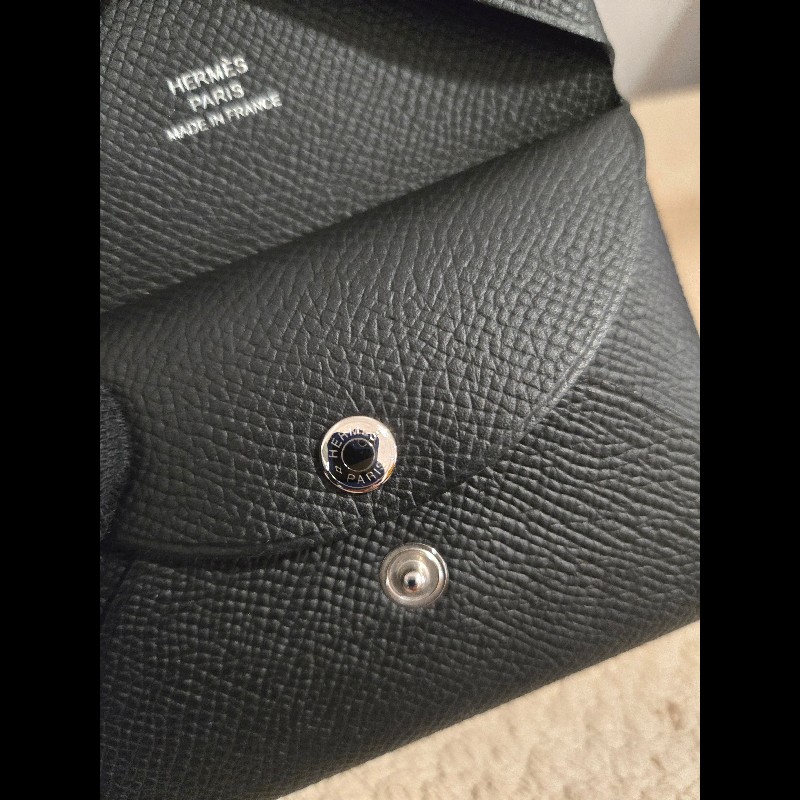 Hermes 愛馬仕 黑色雙層小皮夾 Calvi duo-14