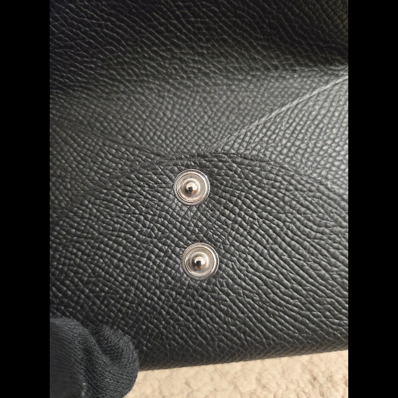 Hermes 愛馬仕 黑色雙層小皮夾 Calvi duo-18