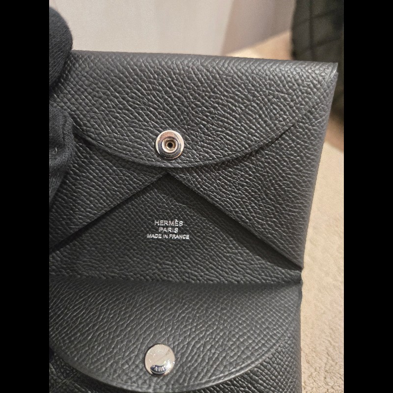 Hermes 愛馬仕 黑色雙層小皮夾 Calvi duo-20