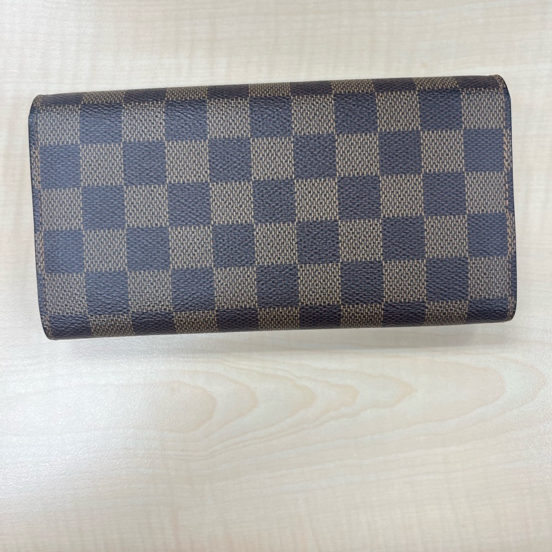 LOUIS VUITTON LV 路易威登 Damier Ebene棕色 金釦下蓋棋盤格 帆布-1