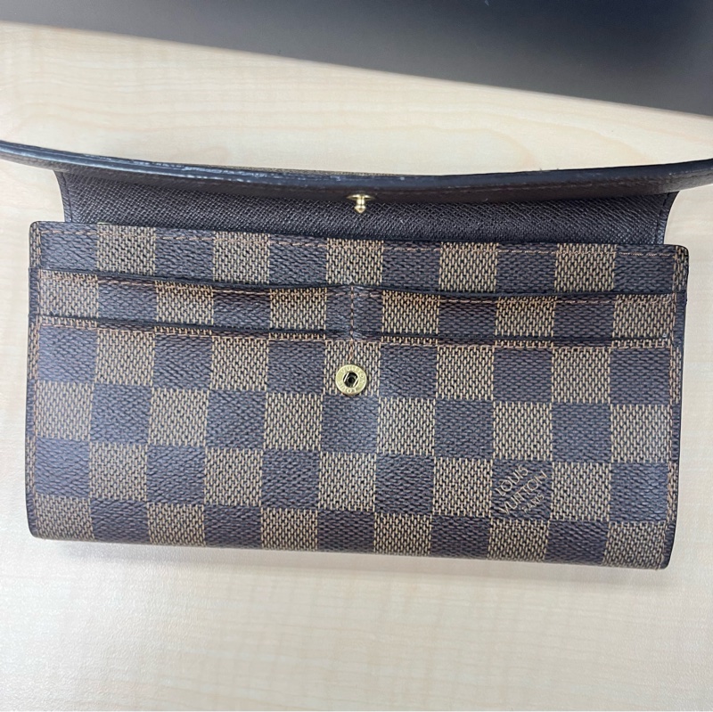LOUIS VUITTON LV 路易威登 Damier Ebene棕色 金釦下蓋棋盤格 帆布-2