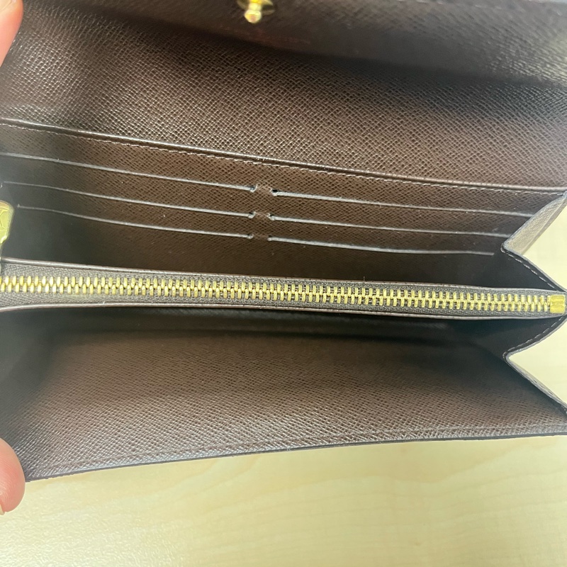 LOUIS VUITTON LV 路易威登 Damier Ebene棕色 金釦下蓋棋盤格 帆布-4