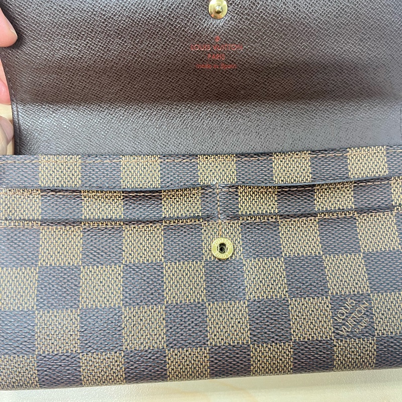 LOUIS VUITTON LV 路易威登 Damier Ebene棕色 金釦下蓋棋盤格 帆布-5
