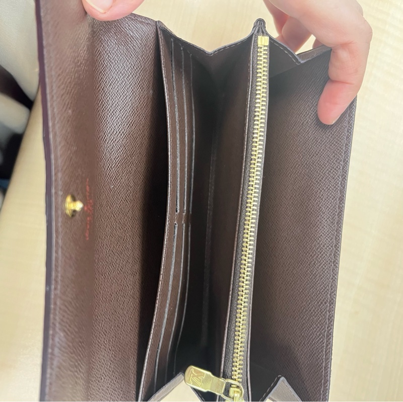 LOUIS VUITTON LV 路易威登 Damier Ebene棕色 金釦下蓋棋盤格 帆布-7