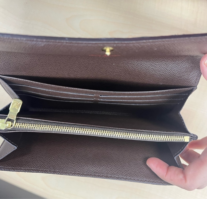 LOUIS VUITTON LV 路易威登 Damier Ebene棕色 金釦下蓋棋盤格 帆布-8