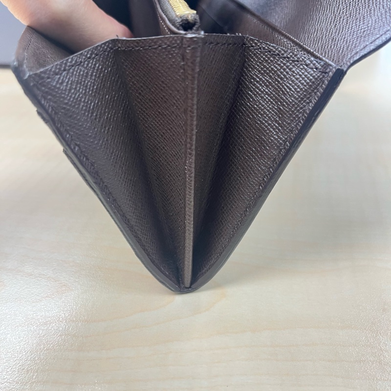 LOUIS VUITTON LV 路易威登 Damier Ebene棕色 金釦下蓋棋盤格 帆布-9