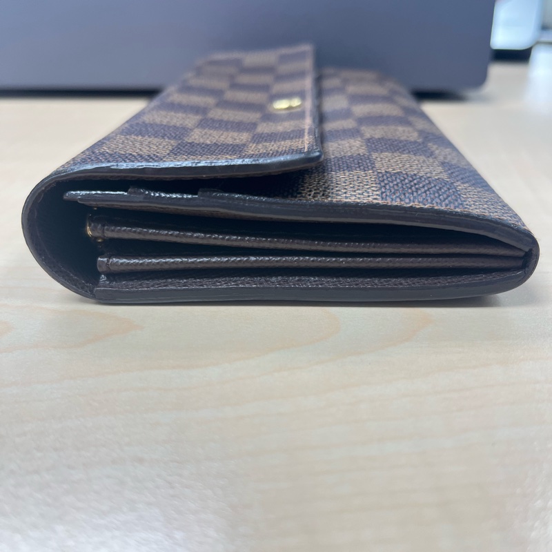 LOUIS VUITTON LV 路易威登 Damier Ebene棕色 金釦下蓋棋盤格 帆布-13