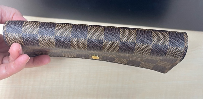 LOUIS VUITTON LV 路易威登 Damier Ebene棕色 金釦下蓋棋盤格 帆布-16