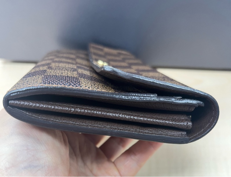 LOUIS VUITTON LV 路易威登 Damier Ebene棕色 金釦下蓋棋盤格 帆布-19