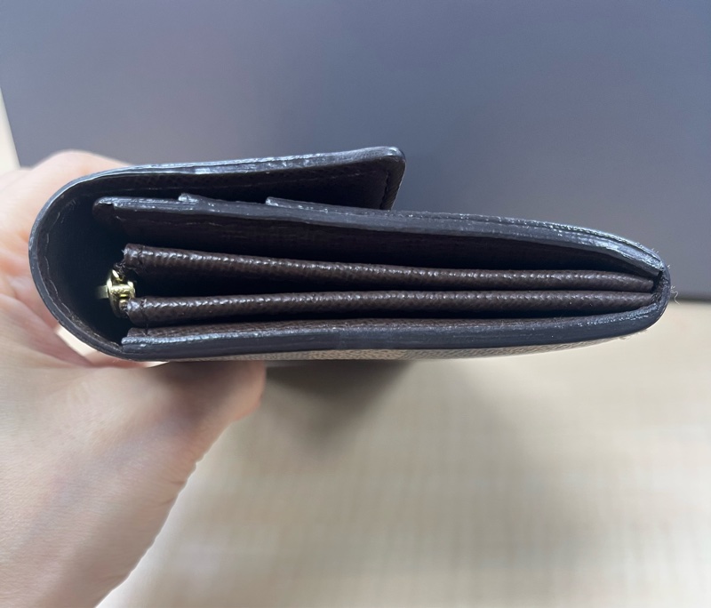 LOUIS VUITTON LV 路易威登 Damier Ebene棕色 金釦下蓋棋盤格 帆布-21